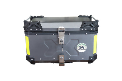 Baúl Trasero de Aluminio 65L para Moto Trail & Adventure – Base Universal – Resistente al Agua