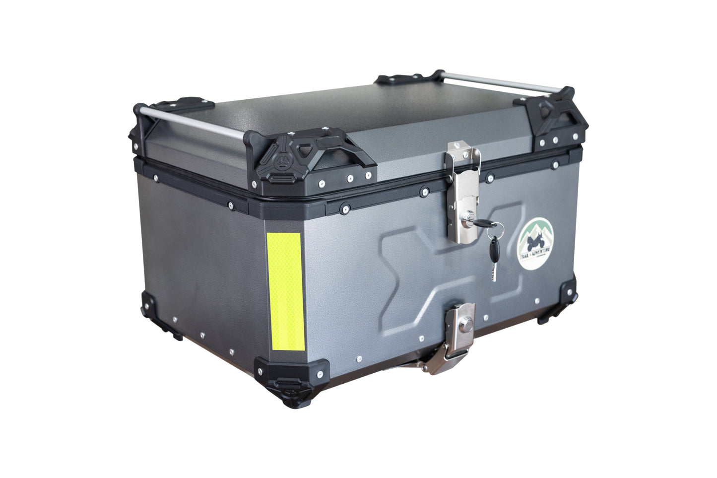 Baúl Trasero de Aluminio 65L para Moto Trail & Adventure – Base Universal – Resistente al Agua