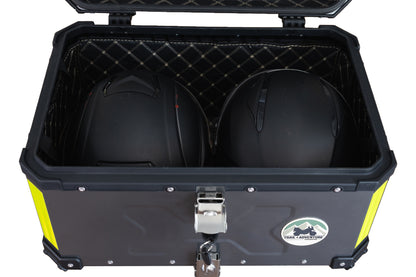 Baúl Trasero de Aluminio 65L para Moto Trail & Adventure – Base Universal – Resistente al Agua