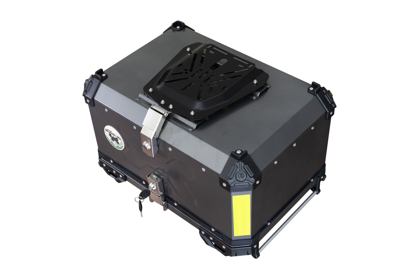 Baúl Trasero de Aluminio 65L para Moto Trail & Adventure – Base Universal – Resistente al Agua