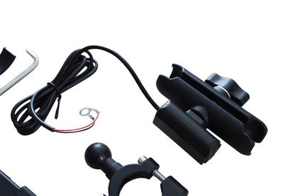 Soporte Celular Moto Aluminio Tipo RAM con Cargador USB – Manillar 22 a 32 mm