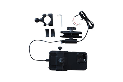 Soporte Celular Moto Aluminio Tipo RAM con Cargador USB – Manillar 22 a 32 mm