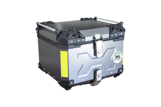 Baúl Trasero de Aluminio 55L para Moto Trail & Adventure – Base Universal – Resistente al Agua