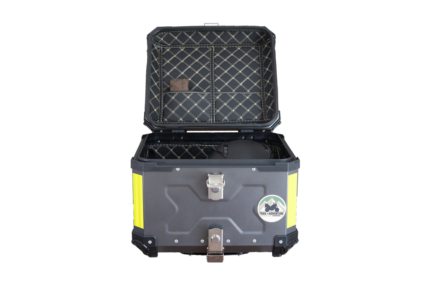 Baúl Trasero de Aluminio 55L para Moto Trail & Adventure – Base Universal – Resistente al Agua