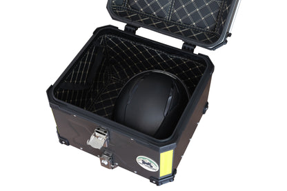 Baúl Trasero de Aluminio 55L para Moto Trail & Adventure – Base Universal – Resistente al Agua